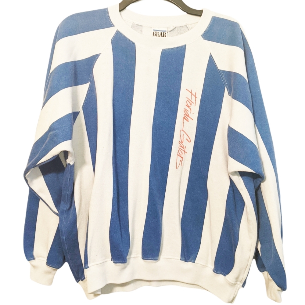 Florida Gators Blue & White Striped Crewneck Sweatshirt